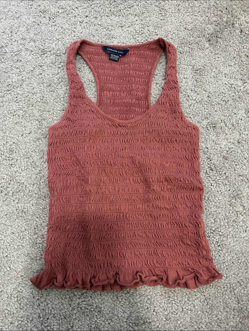 American Eagle Outfitters Dusty Rose Smocked Racerback Tank